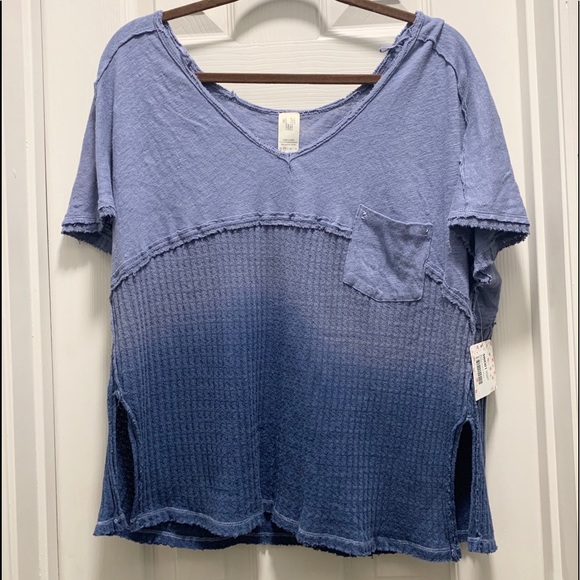 Free People Sundial Dip-Dye Blue Top - Picture 2 of 5